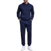 COOFANDY Men’s Tracksuits 2 Pieces Waffle Hoodies Sweatsuit Sets Sports Jogging Suit Set(Navy Blue)