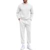 COOFANDY Men’s Tracksuits 2 Pieces Waffle Hoodies Sweatsuit Sets Sports Jogging Suit Set(Whhite)