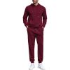 COOFANDY Men’s Tracksuits 2 Pieces Waffle Hoodies Sweatsuit Sets Sports Jogging Suit Set(Wine Red)