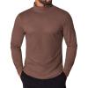 COOFANDY Men’s Turtleneck T Shirt Long Sleeve Pullover Sweater Slim Fit Lightweight Thermal Undershirt Tops(Brown)
