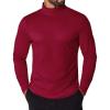 COOFANDY Men’s Turtleneck T Shirt Long Sleeve Pullover Sweater Slim Fit Lightweight Thermal Undershirt Tops(Wine Red)