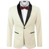 COOFANDY Men’s Tuxedo Jacket One Button Dress Suit Blazer Jacket for Wedding Dinner Prom Party(Beige)