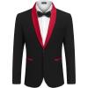 COOFANDY Men’s Tuxedo Jacket One Button Dress Suit Blazer Jacket for Wedding Dinner Prom Party(Black Red)