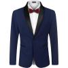 COOFANDY Men’s Tuxedo Jacket One Button Dress Suit Blazer Jacket for Wedding Dinner Prom Party(Dark Blue)