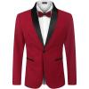 COOFANDY Men’s Tuxedo Jacket One Button Dress Suit Blazer Jacket for Wedding Dinner Prom Party(Red)