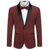 COOFANDY Men’s Tuxedo Jacket One Button Dress Suit Blazer Jacket for Wedding Dinner Prom Party(Red(jacquard))