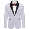 COOFANDY Men’s Tuxedo Jacket One Button Dress Suit Blazer Jacket for Wedding Dinner Prom Party(White(jacquard))
