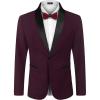 COOFANDY Men’s Tuxedo Jacket One Button Dress Suit Blazer Jacket for Wedding Dinner Prom Party(Wine Red)