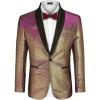 COOFANDY Men’s Tuxedo Jacket Slim Fit Shawl Lapel Blazer One Button Suit Jackets for Party Prom Wedding Dinner(A-rose Golden)