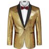 COOFANDY Men’s Tuxedo Jacket Slim Fit Shawl Lapel Blazer One Button Suit Jackets for Party Prom Wedding Dinner(Golden Yellow)