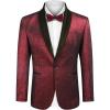 COOFANDY Men’s Tuxedo Jacket Slim Fit Shawl Lapel Blazer One Button Suit Jackets for Party Prom Wedding Dinner(Red)