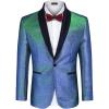 COOFANDY Men’s Tuxedo Jacket Slim Fit Shawl Lapel Blazer One Button Suit Jackets for Party Prom Wedding Dinner(Shiny Blue)