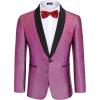 COOFANDY Men’s Tuxedo Jacket Slim Fit Shawl Lapel Blazer One Button Suit Jackets for Party Prom Wedding Dinner(Shiny Pink)