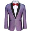 COOFANDY Men’s Tuxedo Jacket Slim Fit Shawl Lapel Blazer One Button Suit Jackets for Party Prom Wedding Dinner(Shiny Purple)