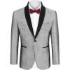 COOFANDY Men’s Tuxedo Jacket Slim Fit Shawl Lapel Blazer One Button Suit Jackets for Party Prom Wedding Dinner(Shiny Silver)