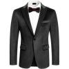 COOFANDY Mens Tuxedo Jacket Slim Fit Velvet Blazer One Button Suit Jacket for Wedding Prom Party(Black)