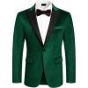 COOFANDY Mens Tuxedo Jacket Slim Fit Velvet Blazer One Button Suit Jacket for Wedding Prom Party(Green)