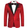 COOFANDY Mens Tuxedo Jacket Slim Fit Velvet Blazer One Button Suit Jacket for Wedding Prom Party(Red)
