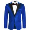COOFANDY Mens Tuxedo Jacket Slim Fit Velvet Blazer One Button Suit Jacket for Wedding Prom Party(Royal Blue)