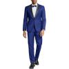 COOFANDY Mens Tuxedo Suit Set Slim Fit 2 Piece One Button Christmas Blazer Jacket Pants for Wedding,Dinner,Prom(Blue)