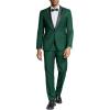 COOFANDY Mens Tuxedo Suit Set Slim Fit 2 Piece One Button Christmas Blazer Jacket Pants for Wedding,Dinner,Prom(Green)