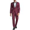 COOFANDY Mens Tuxedo Suit Set Slim Fit 2 Piece One Button Christmas Blazer Jacket Pants for Wedding,Dinner,Prom(Wine Red)