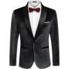 COOFANDY Men’s Velvet Tuxedo One Button Jacket Dinner Prom Wedding Blazer Jacket(Black)