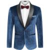 COOFANDY Men’s Velvet Tuxedo One Button Jacket Dinner Prom Wedding Blazer Jacket(Blue)