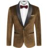 COOFANDY Men’s Velvet Tuxedo One Button Jacket Dinner Prom Wedding Blazer Jacket(Brown)