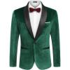COOFANDY Men’s Velvet Tuxedo One Button Jacket Dinner Prom Wedding Blazer Jacket(Lack Green)
