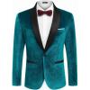 COOFANDY Men’s Velvet Tuxedo One Button Jacket Dinner Prom Wedding Blazer Jacket(Light Blue)
