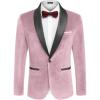 COOFANDY Men’s Velvet Tuxedo One Button Jacket Dinner Prom Wedding Blazer Jacket(Pink)