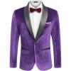 COOFANDY Men’s Velvet Tuxedo One Button Jacket Dinner Prom Wedding Blazer Jacket(Purple)