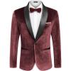 COOFANDY Men’s Velvet Tuxedo One Button Jacket Dinner Prom Wedding Blazer Jacket(Wine Red)