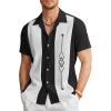 COOFANDY Men’s Vintage Bowling Shirt Short Sleeve Button Down Summer Cuba Beach Shirts(Bowling Black White)