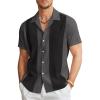 COOFANDY Men’s Vintage Bowling Shirt Short Sleeve Button Down Summer Cuba Beach Shirts(Dark Gray Black)