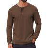 COOFANDY Mens Waffle Henley Shirts Long Sleeve Casual T-Shirt Basic Lightweight Pullover Tees(Brown)