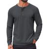 COOFANDY Mens Waffle Henley Shirts Long Sleeve Casual T-Shirt Basic Lightweight Pullover Tees(Dark Gray)