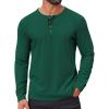 COOFANDY Mens Waffle Henley Shirts Long Sleeve Casual T-Shirt Basic Lightweight Pullover Tees(Green)