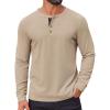 COOFANDY Mens Waffle Henley Shirts Long Sleeve Casual T-Shirt Basic Lightweight Pullover Tees(Khaki)