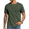 COOFANDY Men’s Waffle Henley Short Sleeve Textured T Shirt Casual Button Tee Shirts Heavyweight Henley Summer Top(Army Green)