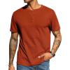 COOFANDY Men’s Waffle Henley Short Sleeve Textured T Shirt Casual Button Tee Shirts Heavyweight Henley Summer Top(Caramel)