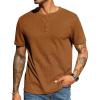 COOFANDY Men’s Waffle Henley Short Sleeve Textured T Shirt Casual Button Tee Shirts Heavyweight Henley Summer Top(Light Brown)