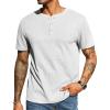 COOFANDY Men’s Waffle Henley Short Sleeve Textured T Shirt Casual Button Tee Shirts Heavyweight Henley Summer Top(White)