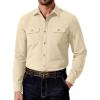 COOFANDY Mens Western Cowboy Shirt Long Sleeve Cotton Button Down Work Shirts with Pockets(Beige)