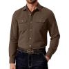 COOFANDY Mens Western Cowboy Shirt Long Sleeve Cotton Button Down Work Shirts with Pockets(Brown)