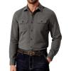 COOFANDY Mens Western Cowboy Shirt Long Sleeve Cotton Button Down Work Shirts with Pockets(Dark Grey)