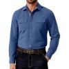 COOFANDY Mens Western Cowboy Shirt Long Sleeve Cotton Button Down Work Shirts with Pockets(Denim Blue)