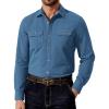 COOFANDY Mens Western Cowboy Shirt Long Sleeve Cotton Button Down Work Shirts with Pockets(Grey Blue)