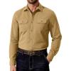 COOFANDY Mens Western Cowboy Shirt Long Sleeve Cotton Button Down Work Shirts with Pockets(Khaki)